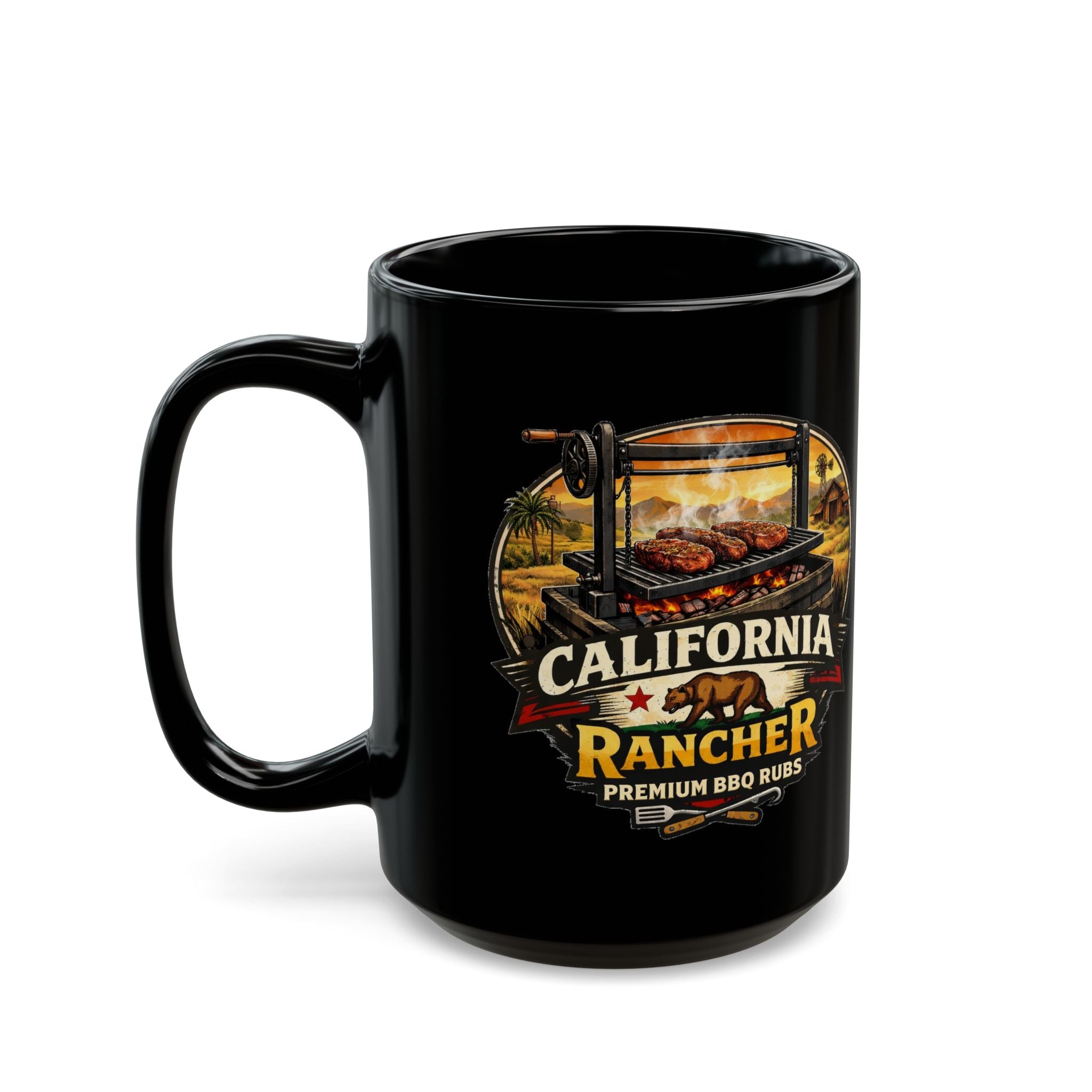 Santa Maria Grilling Black Coffee Mug  (15oz)